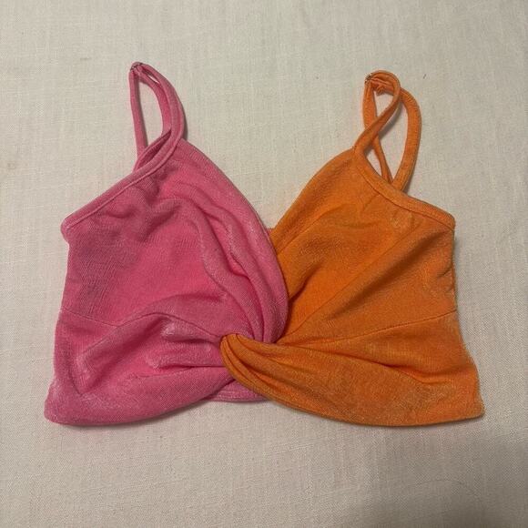 Princess Polly Orange Pink Crop top twist tank going out top small - Picture 1 of 4